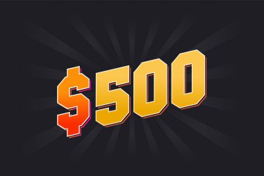 500 Dolar Amerikan parası vektör metin sembolü. $500 Amerikan Doları hisse vektörü