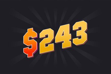 243 Dolar Amerikan Para vektör metin sembolü. $243 Amerikan Doları hisse vektörü
