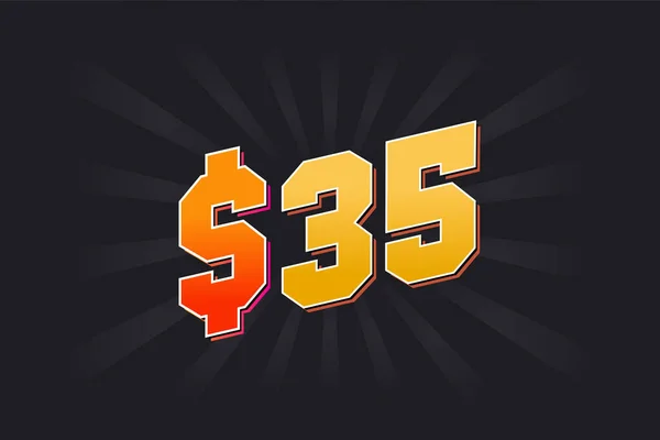 35 Dolar Amerikan parası vektör metin sembolü. $35 ABD Doları hisse vektörü