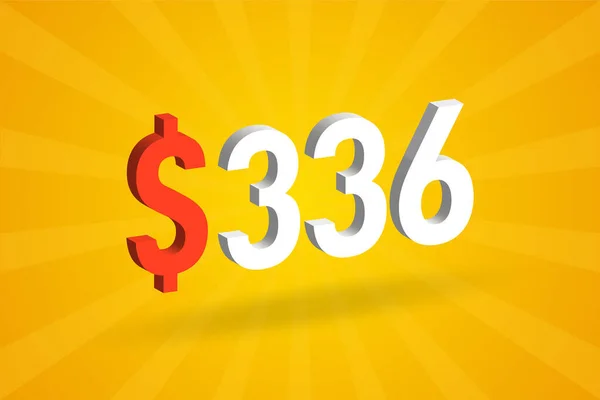 336 Usd Σύμβολο Κειμένου 336 Δολάριο Ηνωμένων Πολιτειών Κίτρινο Φόντο — Διανυσματικό Αρχείο