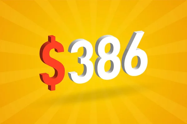 399 000 Textový Symbol 386 Spojené Státy Dollar Žlutým Pozadím — Stockový vektor