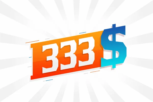 333 Dollar Currency Vector Text Symbol 333 Usd United States — Stock Vector