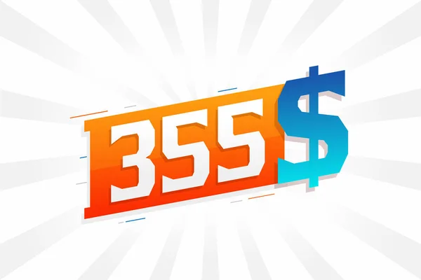 355 Dollar Currency Vector Text Symbol 355 Usd Spojené Státy — Stockový vektor