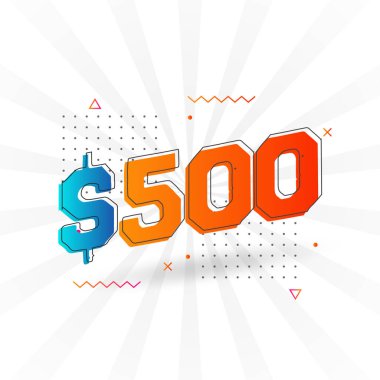 500 dolar para birimi vektör metin sembolü. 500 ABD Doları Amerikan Para Hisse Vektörü