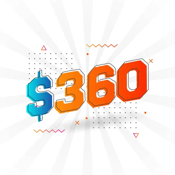 360 Dollar Currency Vector Text Symbol 360 Usd Spojené Státy — Stockový vektor