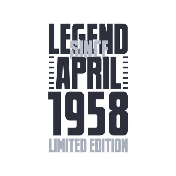 1958年4月生日庆典引用排字T恤衫设计 — 图库矢量图片