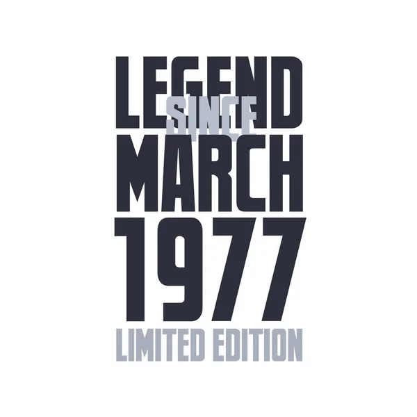 Legenda Marca 1977 Urodziny Uroczystości Cytat Typografia Projekt Koszulki — Wektor stockowy
