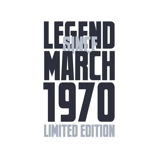 Legenda Marca 1970 Urodziny Uroczystości Cytat Typografia Projekt Koszulki — Wektor stockowy
