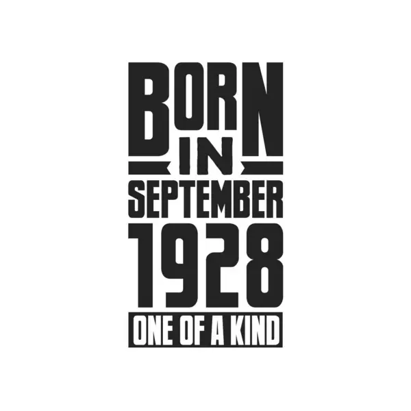 Eylül 1928 Doğmuş Türünün Tek Örneği Eylül 1928 Için Doğum — Stok Vektör