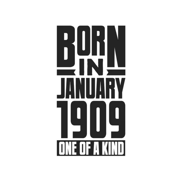 1909年1月生まれ 1909年1月の誕生日の引用デザイン — ストックベクタ