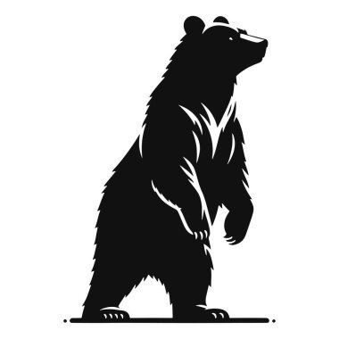 Sağlam siyah vektör ile ayakta duran ayı silueti orman sahneleri, kamp grafikleri ve açık hava macera temaları için harika bir yaban hayatı tasarımı..