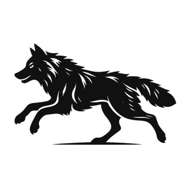 Vahşi doğa için ideal siyah vektör içinde çalışan kurt silueti yırtıcı tasarımlar ve vahşi yaşam sanat eserleri yansıtıyor