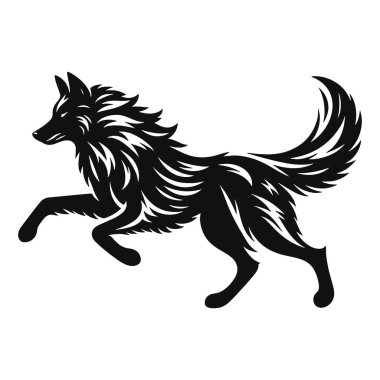 Vahşi doğa için çalışan kurt silueti siyah vektörü yırtıcı tasarımlar ve vahşi yaşam sanat eserleri yansıtıyor