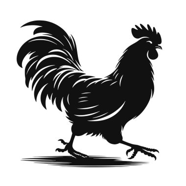 Kümes hayvanları için yürüyen tavuk silueti siyah vektör arka bahçe çiftlik sanatı ve yiyecek grafikleri tasarlıyor