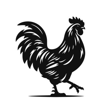 Kümes hayvanları için ideal yürüyen bir tavuğun siyah vektör silueti arka bahçe çiftlik sanatı ve yemek grafikleri için ideal.