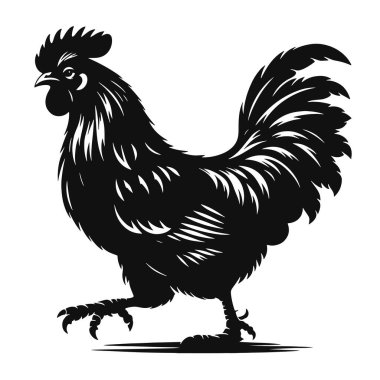 Yürüyen tavuk silueti kümes hayvanları için mükemmel tasarlanmış arka bahçe çiftlik sanatı ve yemek grafikleri.
