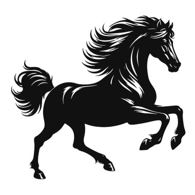 Dörtnala giden at silueti siyah vektör ile mükemmel binicilik baskıları batı sanatı ve vahşi hayvan tasarımları için