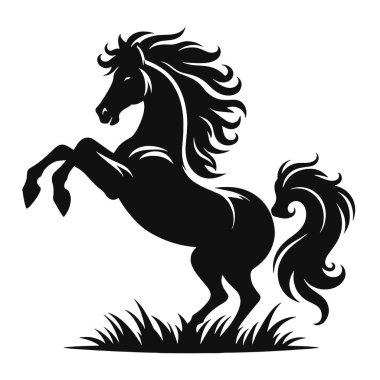 Dinamik hayvan çiftliği markalaşması ve Vahşi Batı temaları için at silueti siyah vektörü