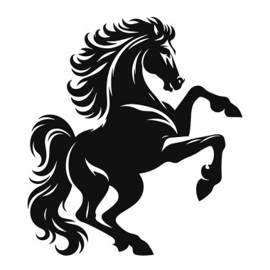Siyah vektörlü at silueti dinamik hayvan çiftliği markaları ve Vahşi Batı temaları için mükemmel.