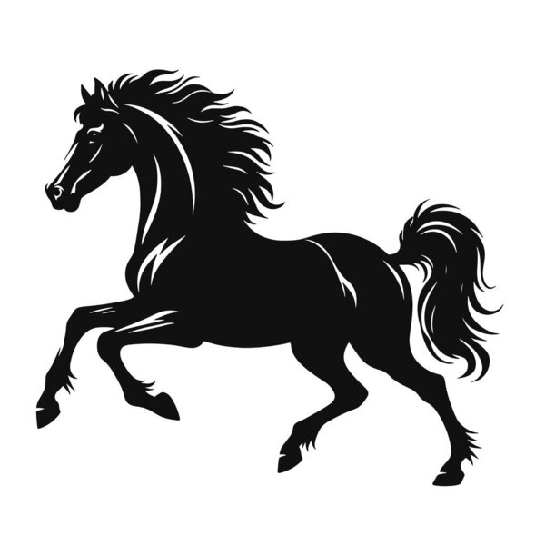 Скачущий конный силуэт черный вектор для конных рисунков западного искусства и дизайна диких животных