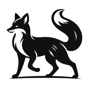 Vahşi Yaşam Sanatı, Doğa Grafikleri ve Açık Hava Sanatları Projeleri için Siyah Vektörle Orman Tilkisi Yürüyüşü