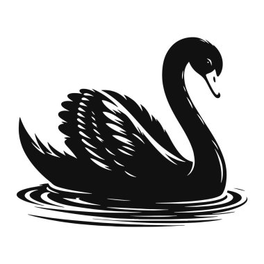 Kuş Sanatı, Göl Dekorasyonu ve Huzurlu Doğa Tasarımları için Süzülen Kuğu Silueti Kara Vektörü