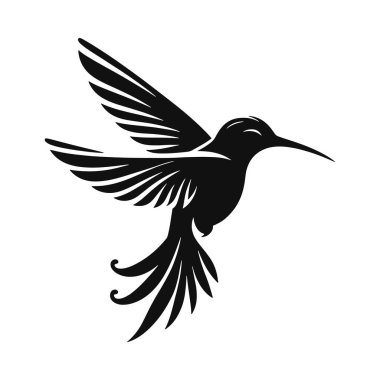 Sinekkuşu silueti, narin kuş resimleri için uçan siyah vektör çiçek tasarımları ve doğadan esinlenilmiş grafikler.