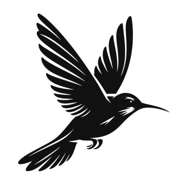Uçan Sinekkuşu Silueti Kuş Sanatı, Çiçek Tasarımları ve Doğadan İlham Almış Çizimler için Kara Vektör