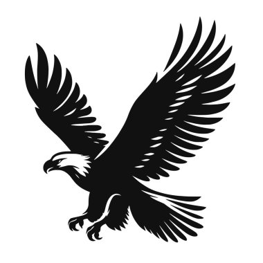 Kartal silueti, görkemli kuş sanatı için yükselen siyah vektör yaban hayatı baskıları ve doğa grafikleri