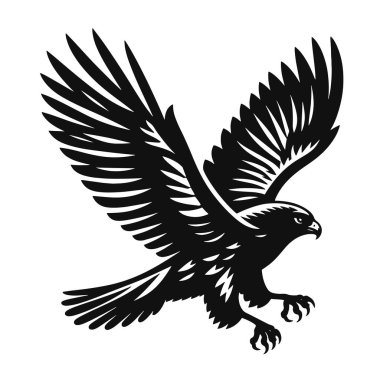 Uçan Şahin Silueti Yırtıcı Sanatlar, Vahşi Yaşam Grafikleri ve Doğa Çizimleri Projeleri için Kara Vektör