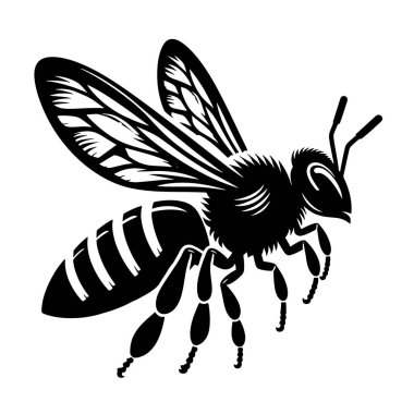 Uçan arı silueti tozlaştırıcı sanat çiçekli tasarımlar ve böcek grafikleri için siyah vektör