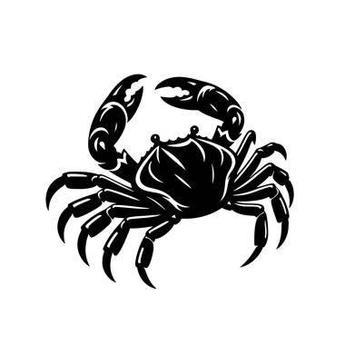 Yengeç silueti yanlamasına yürüyor. Plaj sanatı için siyah vektör. Deniz tasarımları ve sahil klipleri için.