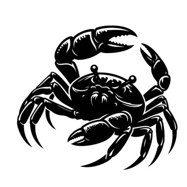 Yürüyen Yanlamasına Yengeç Silueti Plaj Sanatı, Deniz Grafikleri ve Kıyı Zirvesi için Kara Vektör