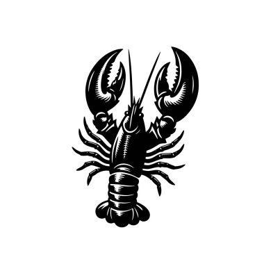 Pençeli ıstakoz silueti deniz ürünleri sanatı deniz ürünleri tasarımları ve kıyı klibi için siyah vektör kaldırdı