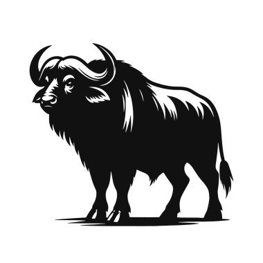 Vahşi yaşam için ayakta duran bufalo silueti orman hayvanlarının grafiklerini kırsal doğa sanat ve tasarım projelerini tırmandırıyor