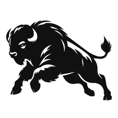 Orman hayvanı için bufalo silueti siyah vektör Vahşi yaşam baskıları ve kırsal doğa grafikleri