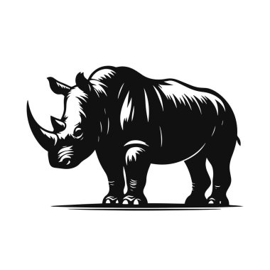 Gergedan silueti vahşi yaşam için siyah vektör klipart safari hayvanları ve doğa ilham kaynağı sanat