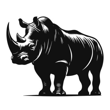 Gergedan silueti yaban hayatı için siyah vektör klibi safari hayvanları doğa sanat ve tasarım projelerinden ilham almıştır.