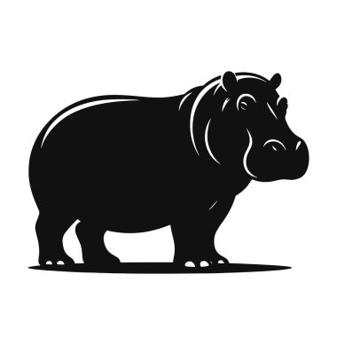 Su aygırı silueti safari hayvan sanatı için siyah vektör. Su yaratığı kırpması ve vahşi yaşam grafikleri.