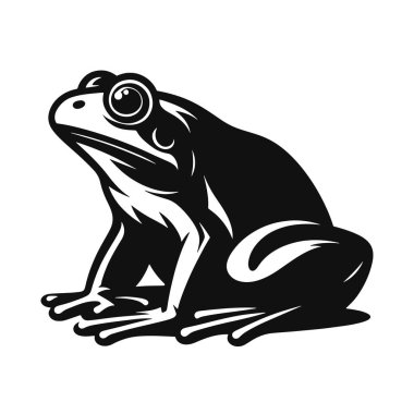 Oturan kurbağa silueti, vahşi yaşam için kara vektör doğa ve biyoloji grafiklerinin bir parçası.