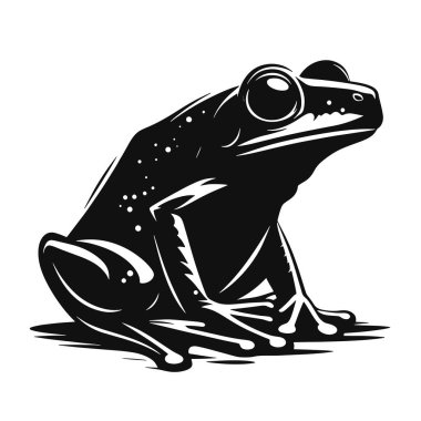 Oturan kurbağa silueti vahşi yaşam için kara vektör sanat biyolojisi grafikleri ve eğitim tasarımları.