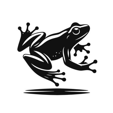Atlayan kurbağa silueti kara vektör amfibi vahşi yaşam sanatı için klipsi ve hayvan tasarım projeleri ve grafikleri