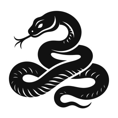 Sürüngen Clipart vahşi yaşam sanat doğa temalı grafikler ve tasarım projeleri için sarmalanmış yılan silueti siyah vektörü