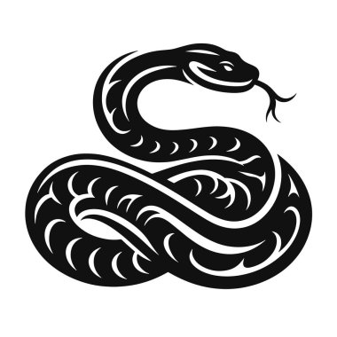 Siyah vektör sürüngen clipart yaban hayatı sanat grafikleri ve temalı tasarım projeleri için yılan silueti sarmaladı