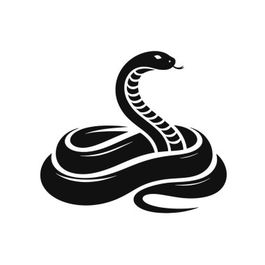 Yılan silueti, sürüngen clipart yaban hayatı sanatı için siyah vektör sarmalamış. Doğa, grafik ve tasarım elementlerinden ilham almıştır.