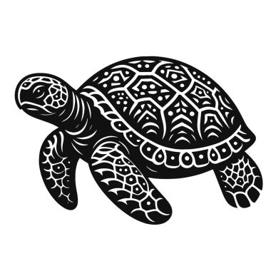 Deniz hayvanı klibi için kabuk desenli kaplumbağa silueti siyah vektör doğaya ilham veren vahşi yaşam sanatı ve tasarımları