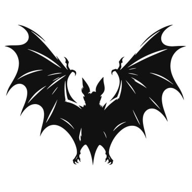 Ürkütücü vahşi yaşam ve gece doğa sanatı için siyah uçan yarasa silueti vektörü