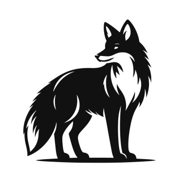 Tilki silueti orman yaban hayatı iklimi ve hayvan doğası temalı tasarımlar için uyarı siyah vektörü