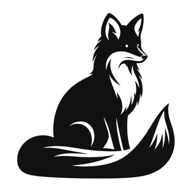 Kıvrık kuyruklu tilki silueti vahşi yaşam hayvan kliması ve doğa sanatı için siyah vektör.