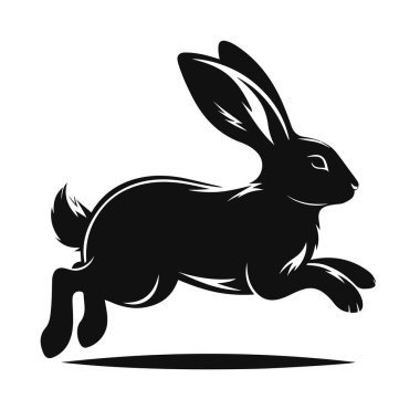 Vahşi yaşam için zıplayan tavşan silueti siyah vektör şirin hayvan resimleri ve doğa temalı grafikler.